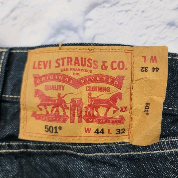 Levis 501 MENS 44X32 Original Shrink To Fit Button Fly Jeans Rigid Black Jeans - Picture 8 of 13